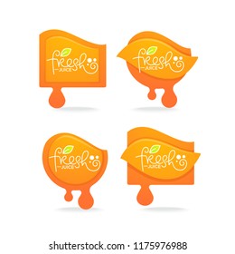 vector collection of bright and shine  stickers, emblems and banners for berry and orange fresh juice