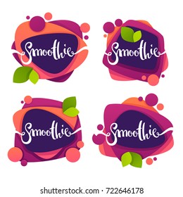 vector collection of bright and shine  stickers, emblems and banners for smoothie and juice