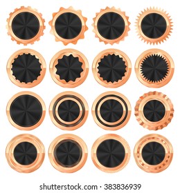 Vector Collection of  bronze labels with black insert for text