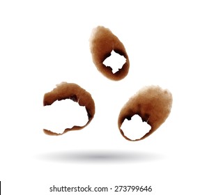 Vector Collection of burnt holes in a piece of paper isolated on white background