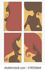 vector collection of business cards for beauty salon, hairdressers, solarium, or plastic surgery