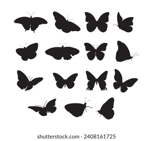 colección vectorial de siluetas de mariposa