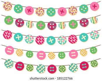 Vector Collection of Button Bunting in Bright Patterns
