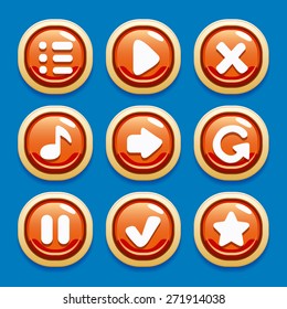 Vector collection of buttons for gaming interfaces for mobile games