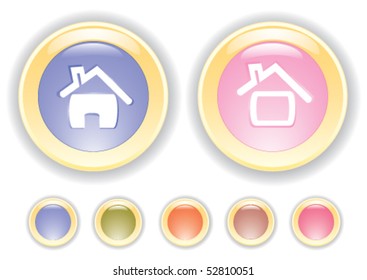 Vector collection buttons with house icon