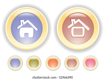 Vector collection buttons with house icon