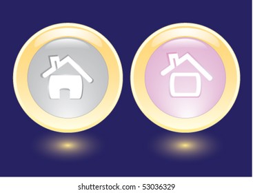Vector collection buttons with house icon