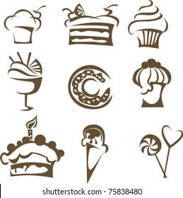 Vector collection of cakes and candies