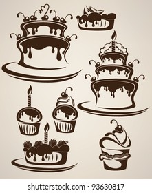 Vector collection of cakes and candies