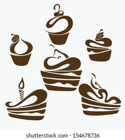 Vector collection of cakes images, symbols and emblems