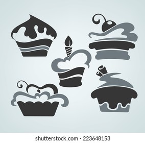 Vector collection of cakes images, symbols and emblems