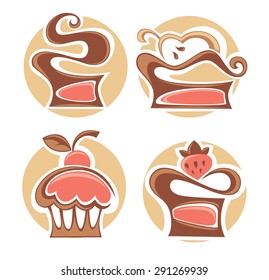 Vector collection of cakes images, symbols and emblems