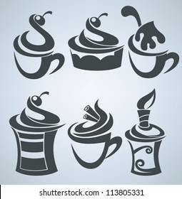 Vector collection of cakes and sweet drinks