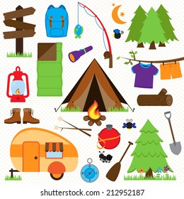 Vector Collection of Camping and Outdoors Themed Images