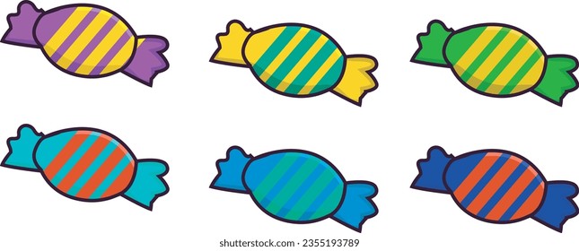 Vector collection candy in different wrappers in Halloween Style. Trick or Treat