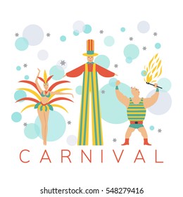 Vector collection with carnival,circus, fun fair, vector icons and background and illustration Colored icons collection. Place for your text. Carnival concept.