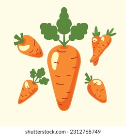 Vector collection of carrot in different style