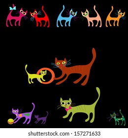 Coleção vetorial de gatos de desenhos animados
