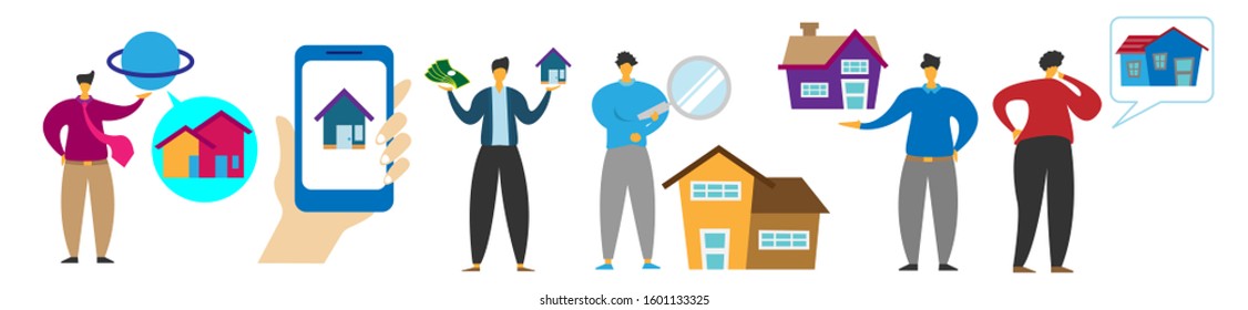 vector collection of cartoon character designs with a real estate theme