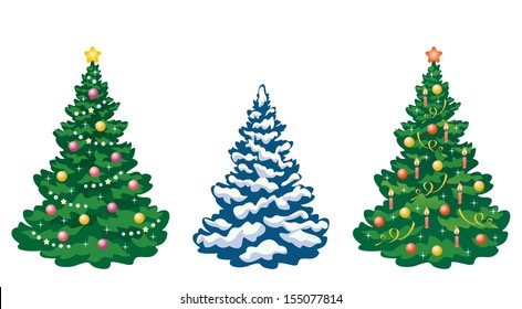 Vector collection cartoon Christmas trees