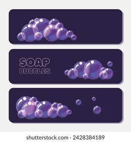 Vector collection of cartoon and colored soap bubbles.