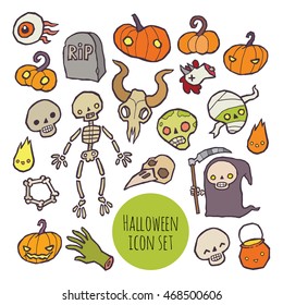 vector collection of cartoon cute halloween icons