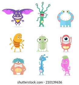 Vector Collection of Cartoon Cute Monsters