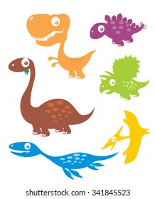Vector Collection Cartoon Dinosaurs