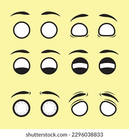 colección vectorial de ojos de dibujos animados con diversas expresiones