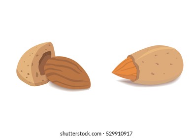 Vector collection of cartoon isolated almond. healthy nuts vegeterian food