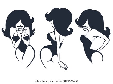 vector collection of cartoon pin up girls