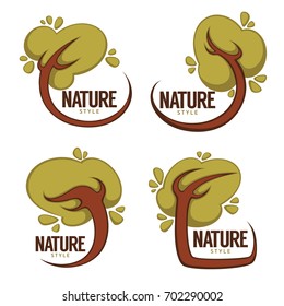 vector collection of cartoon tree frames for your eco design
