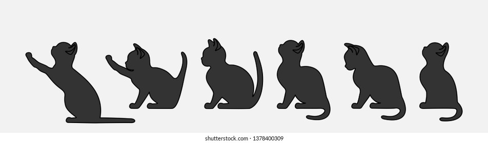 Vector collection of cat silhouettes