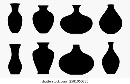 Vector collection of ceramic vases silhouettes