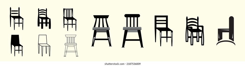 vector collection of chairs, Chairs, Chair, and Seating icons set illustration, Furniture line icon set, Chair icon, Set of flat illustrations of chairs, Empty office chair, Pixel Perfect