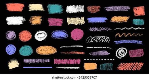 Vector collection of chalk drawn grunge design elements abstract  doodles