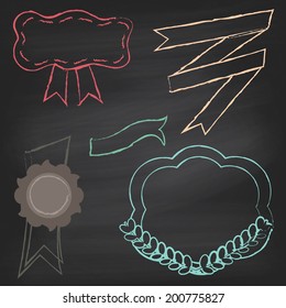 Vector Collection of Chalkboard Style Banners, Ribbons and Frames
