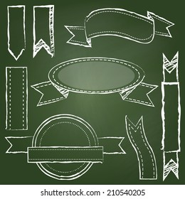 Vector Collection of Chalkboard Style Banners, Ribbons and Frames
