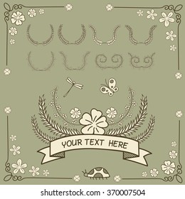 Vector Collection of Chalkboard Style Hand Drawn Laurels
