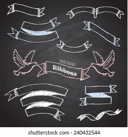 Vector Collection Of Chalkboard Style Ribbons