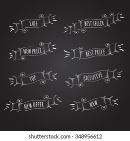 Vector Collection of Chalkboard Style Ribbons for promotion. Eps 8 file