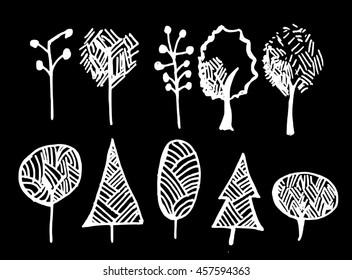 Vector Collection of Chalkboard Style Tree 