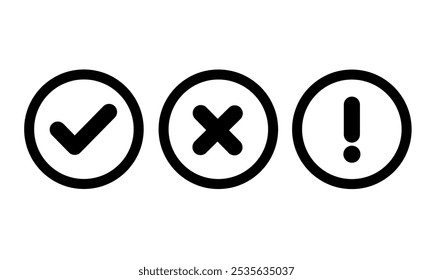 vector collection of check, cross and exclamation mark icons