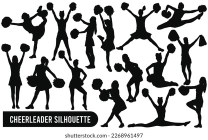 Vector collection of cheerleader silhouette in different positions