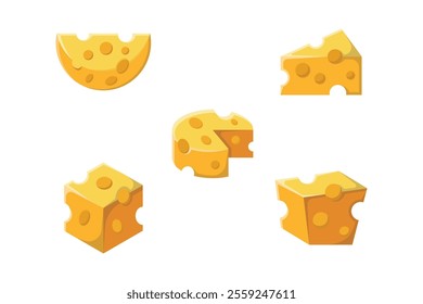 vector collection of cheese slices made in flat illustration style