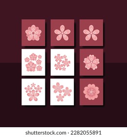 Vektorgrafik von Kirschblütenvektoren mit verschiedenen Designs