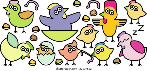 vector collection of chickens 04