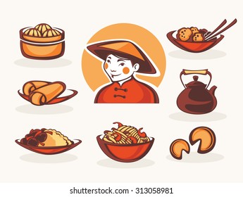 vector collection of chinese food symbols 