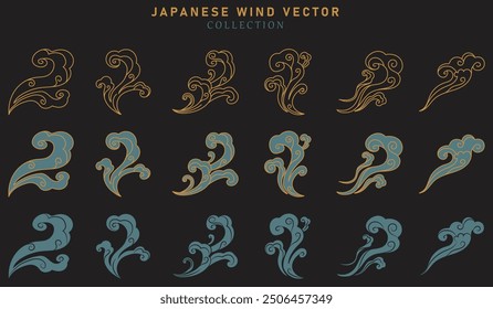 Vektorgrafik von chinesischem japanischem Wind, japanischen Wellen