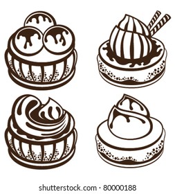 vector collection of chocolate cakes